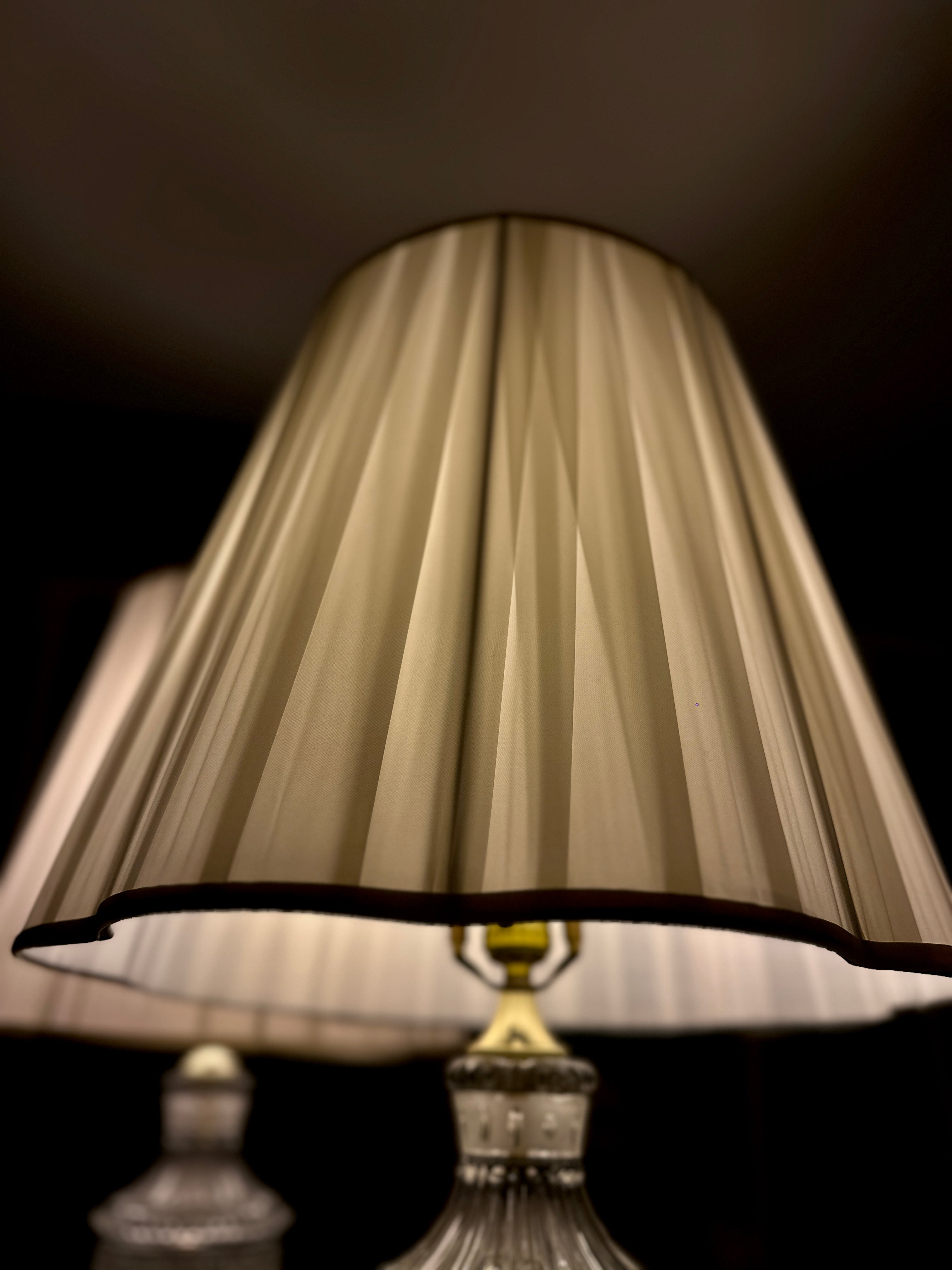 Pair of Vintage Cut Glass Table Lamps with Brass Bases | Neoclassical Revival Lighting