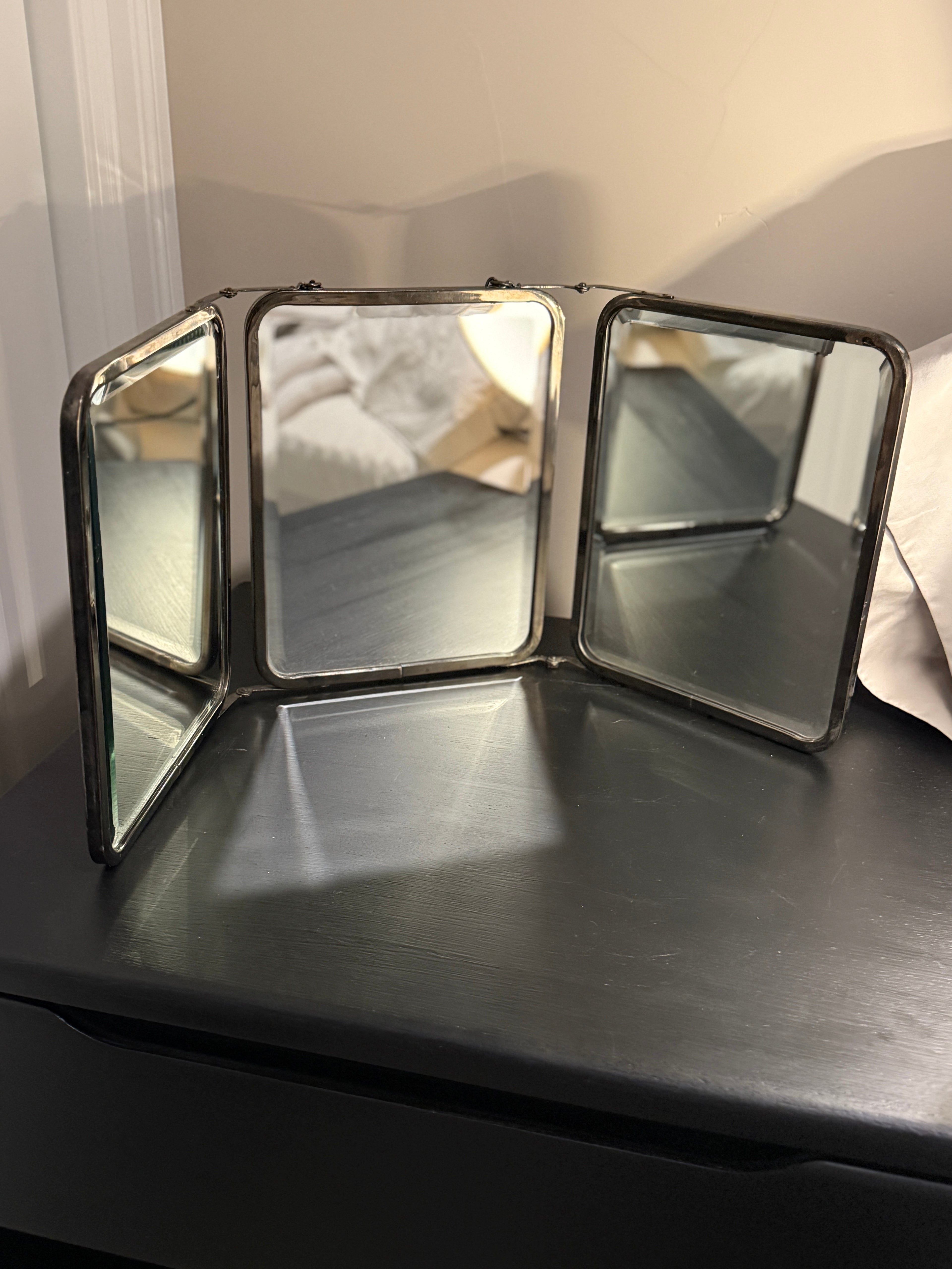 c. 1930s Art Deco Tri-Fold Beveled Vanity Mirror