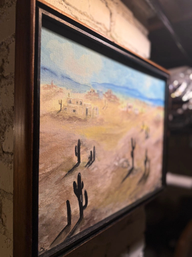 Southwestern Desert Village — Oil Landscape by Einar Cortsen Petersen, Signed & Framed