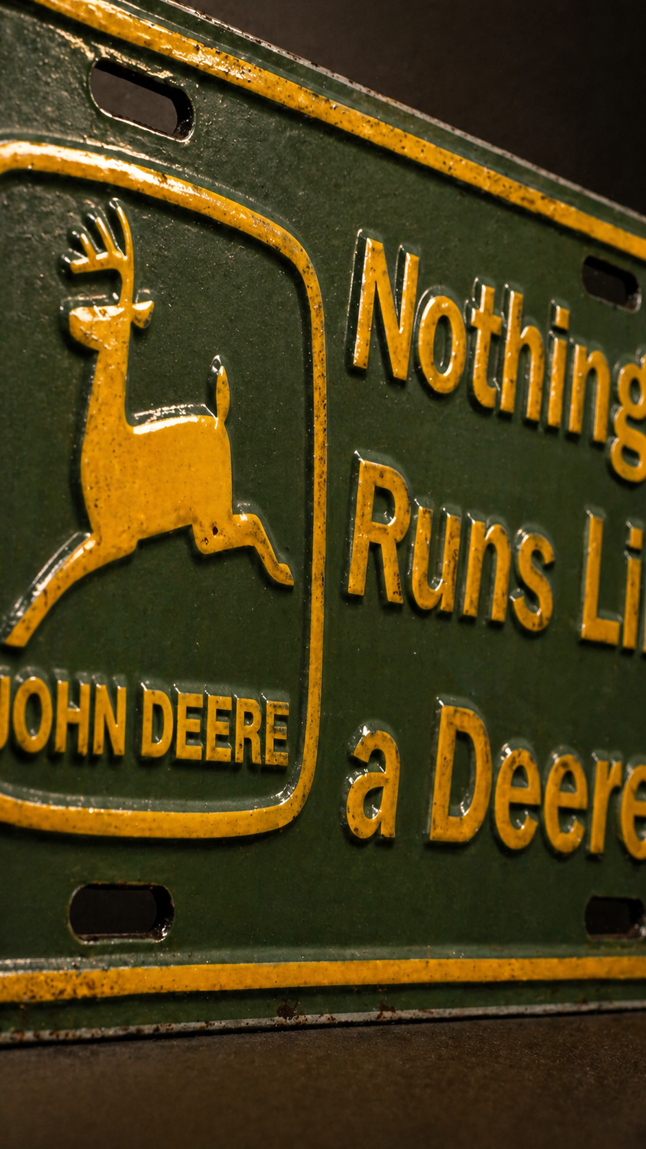 Vintage John Deere “Nothing Runs Like a Deere” Embossed Metal Sign | Reno, NV Antiques