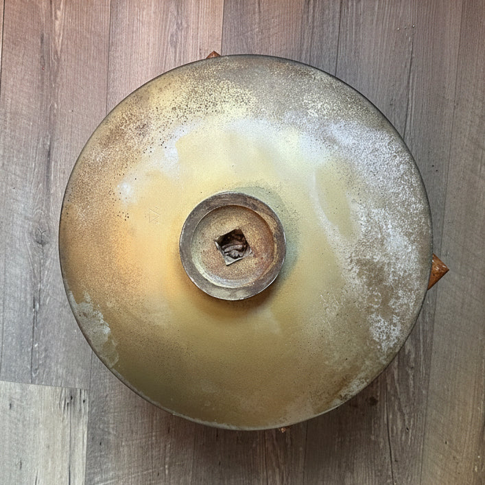 Vintage Patinated Brass Gong-Form Wall Disc, c. Mid-20th Century c 1940s