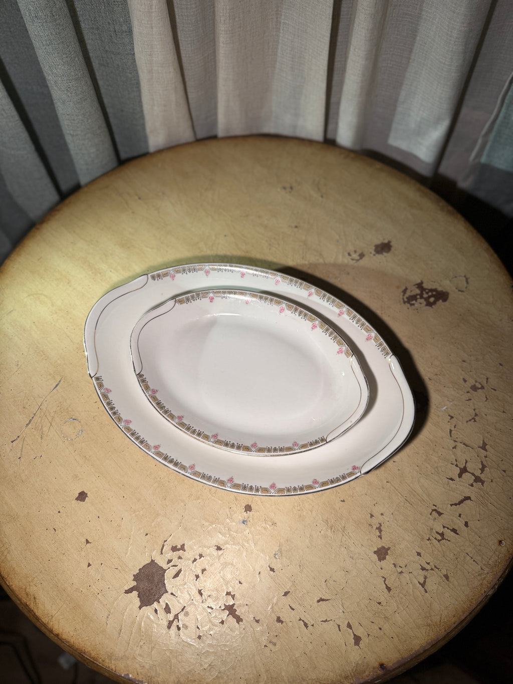 Antique Warwick China Serving Platters Floral Border USA