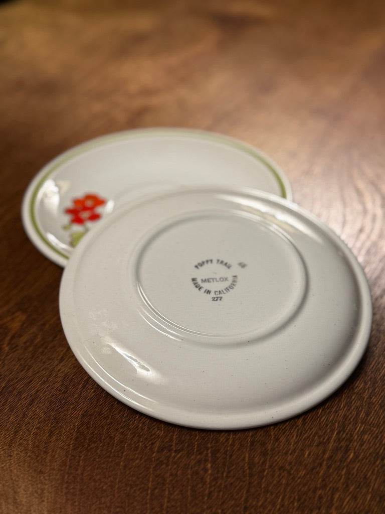 Metlox Poppy Trail Saucer c.1950–1965 | Mid-Century California Pottery (Pair) Set Of 2