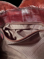 Burgundy Genuine Eel Skin Shoulder Bag, c. 1970s