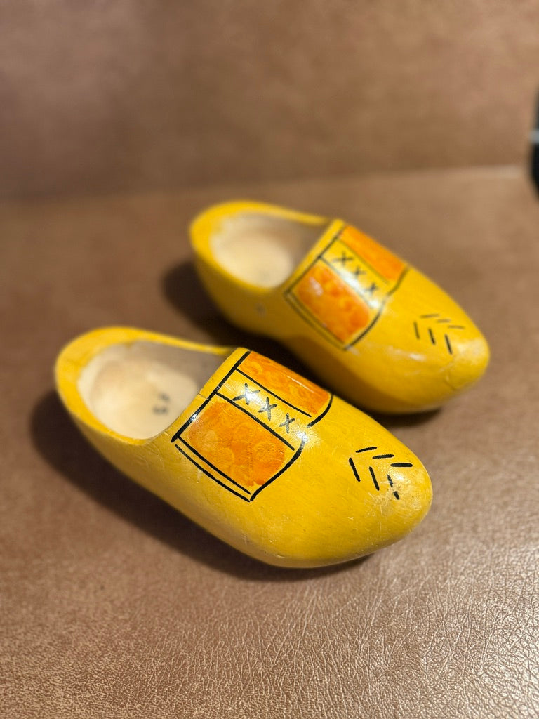 Vintage Dutch Wooden Clogs (Klompen) Hand-Painted Children's Shoes