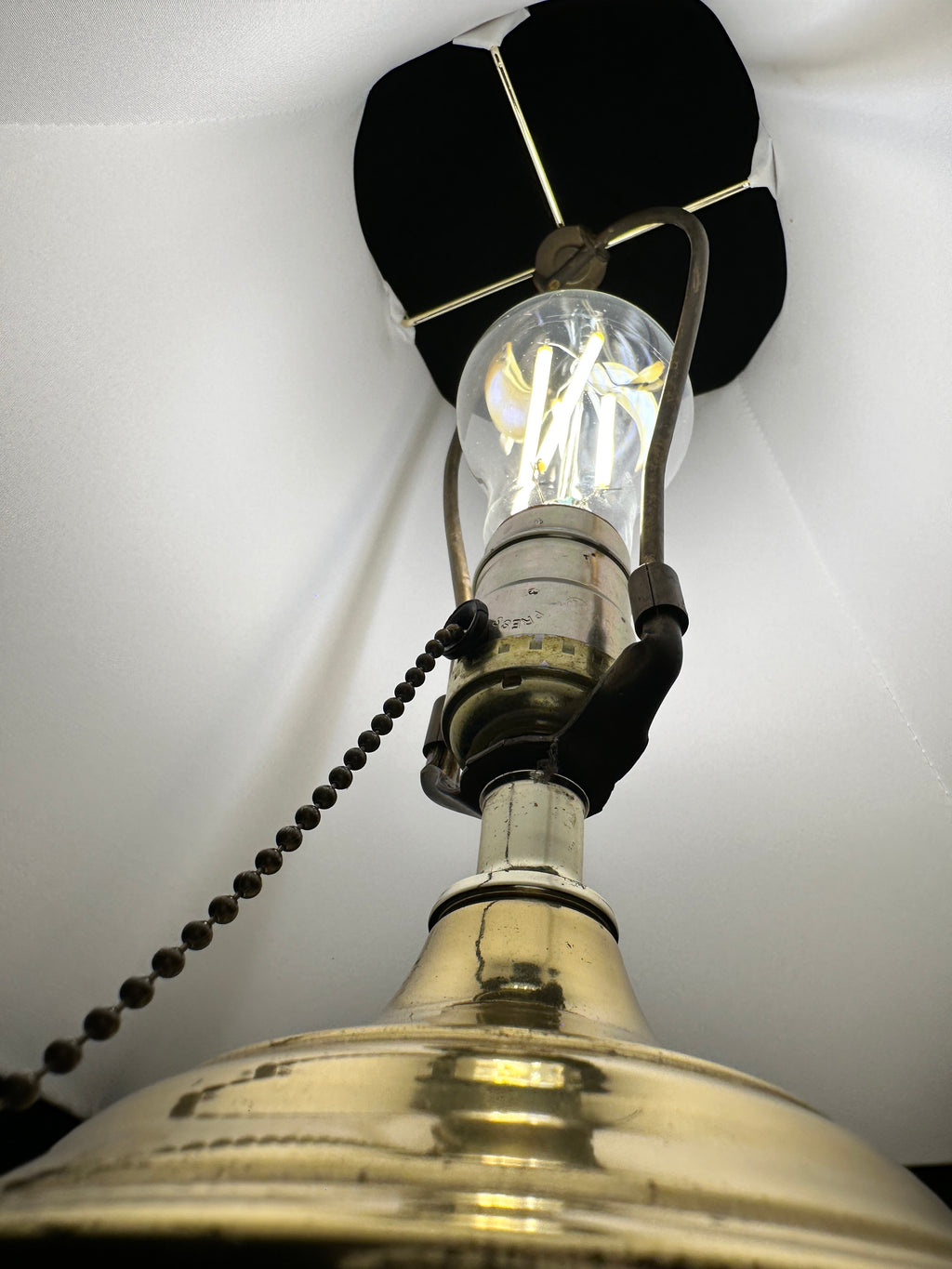 Vintage Brass Table Lamp with Faceted Shade | Traditional Lighting, 1970s–80s