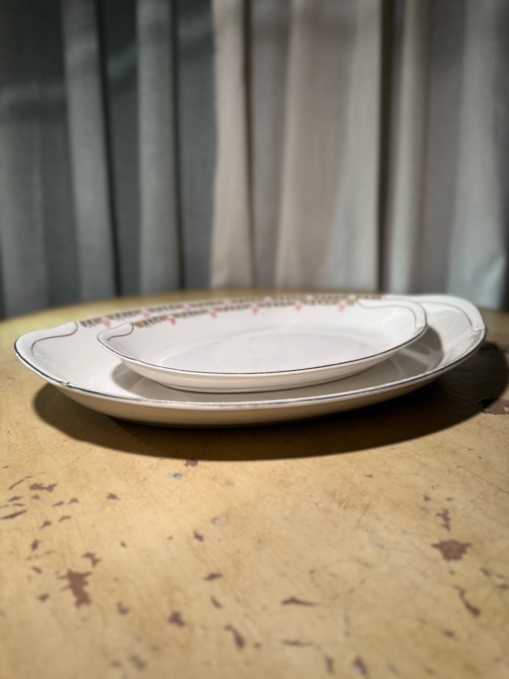 Antique Warwick China Serving Platters Floral Border USA