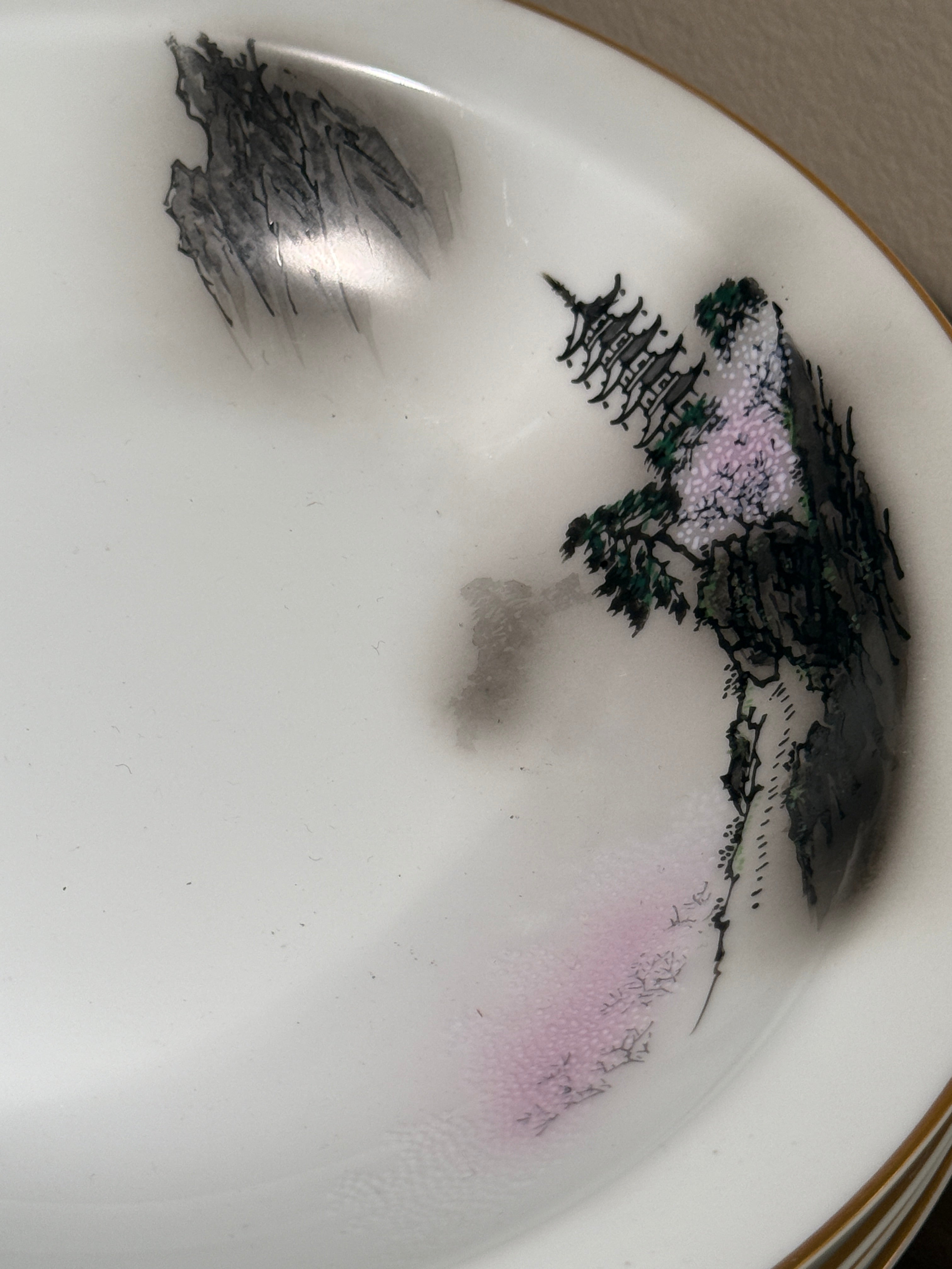 Fukagawa Arita Hand-Painted Porcelain Dinnerware Set, Japan, Late 1940s