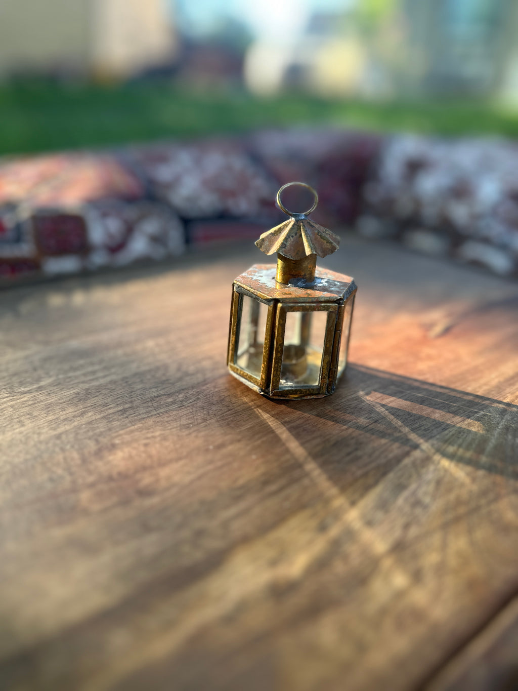 Brass and Glass Miniature Candle Lantern