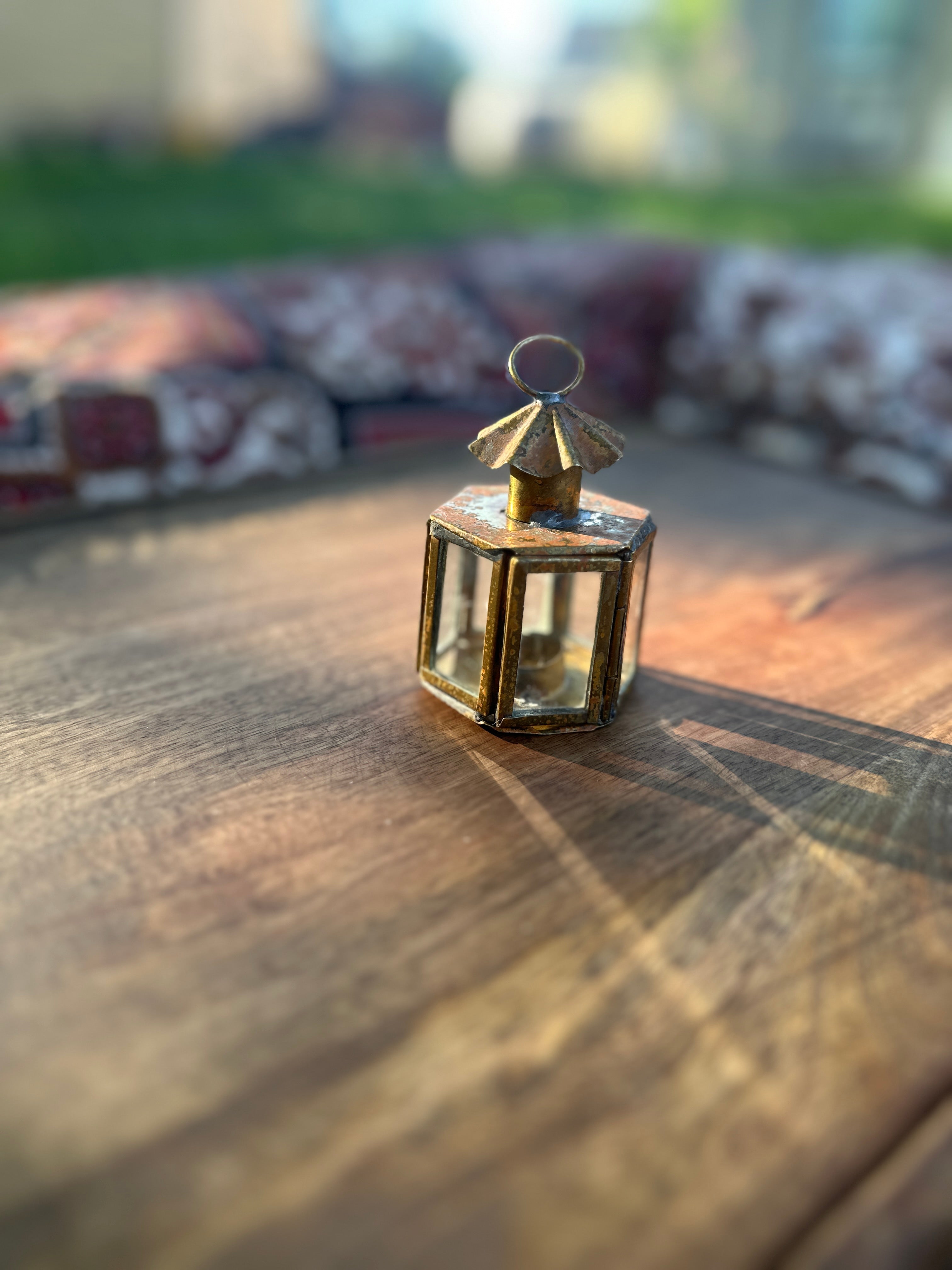 Brass and Glass Miniature Candle Lantern