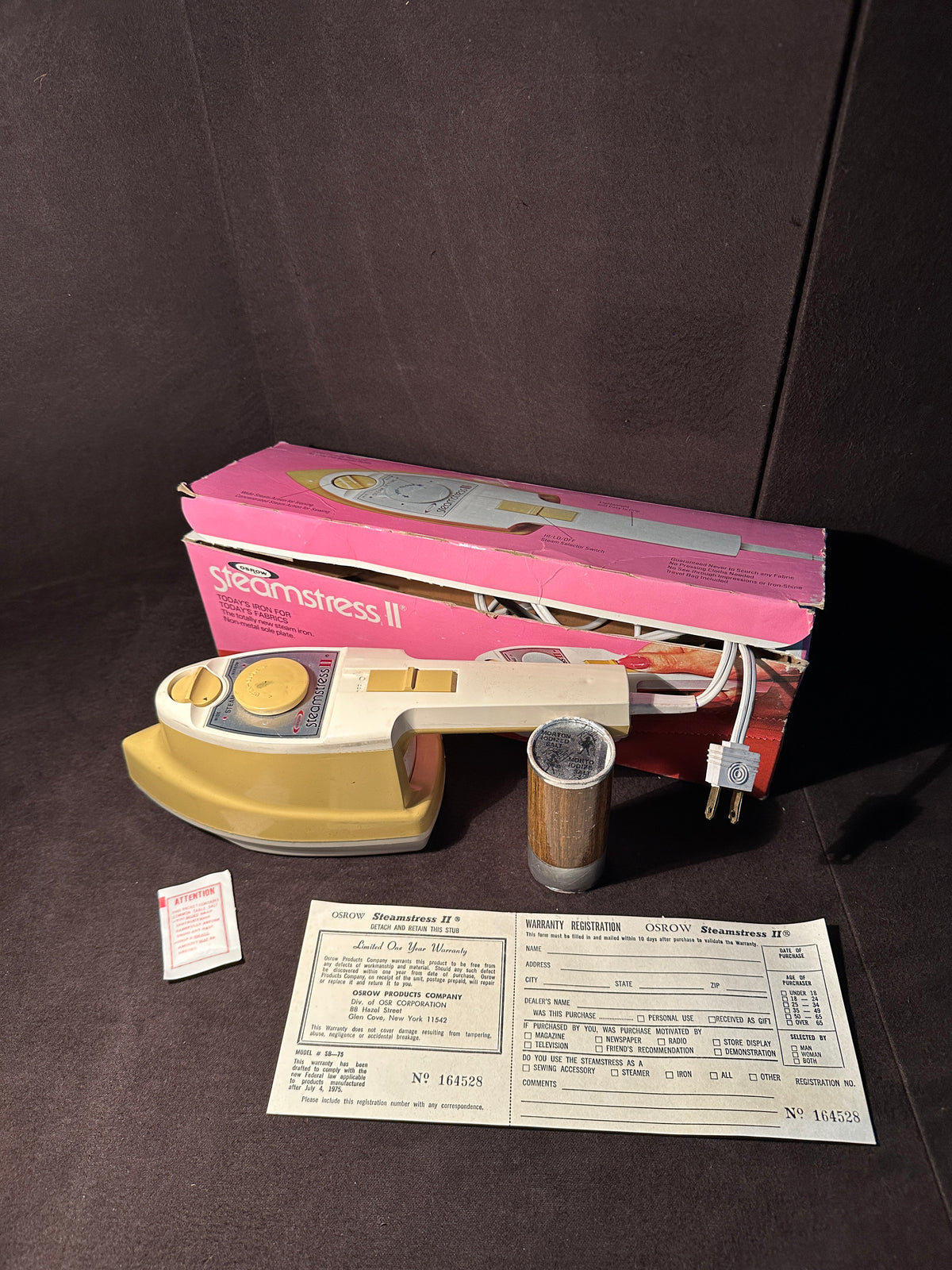 Vintage Osrow Steamstress II Sewing Steam Iron With Original Box