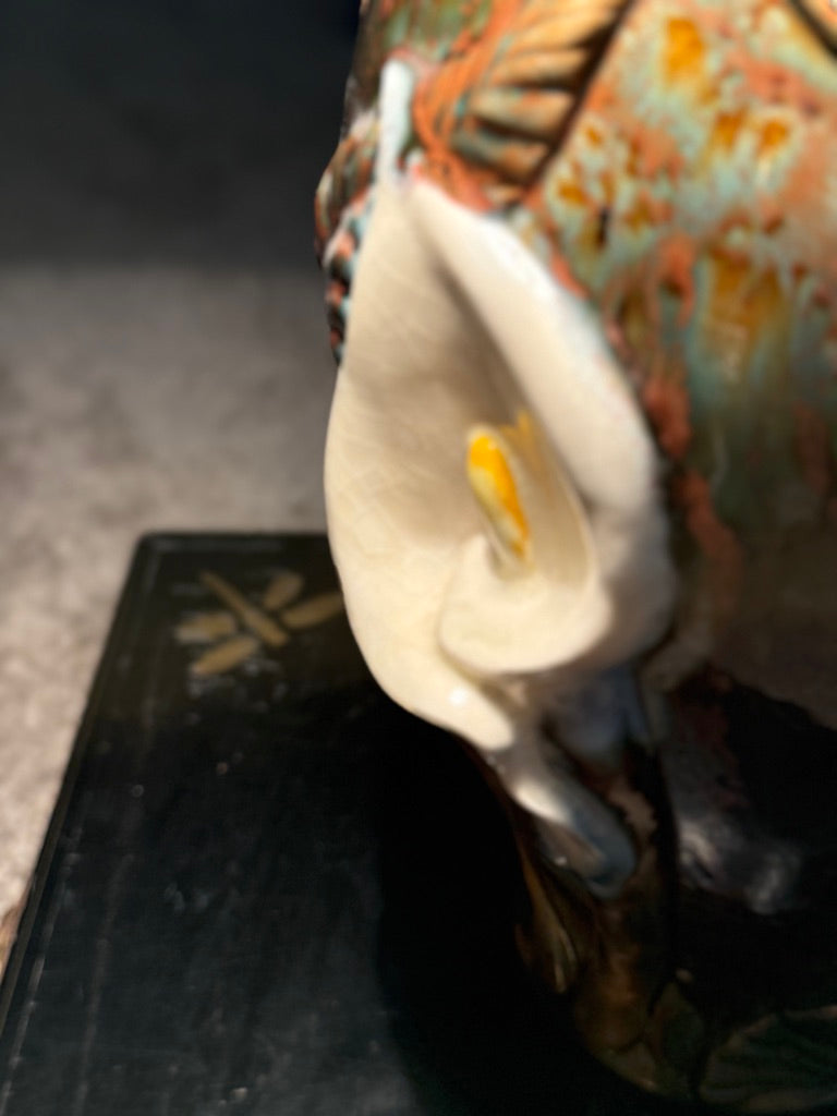 Calla Lilies in Copper Green, Signed Doyle Ceramic Vase