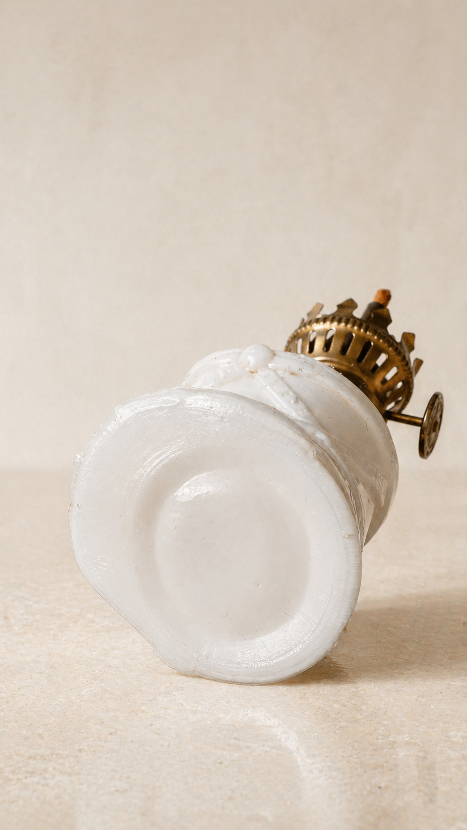 Vintage Milk Glass Tennis Motif Oil Lamp c. 1930s–1950s