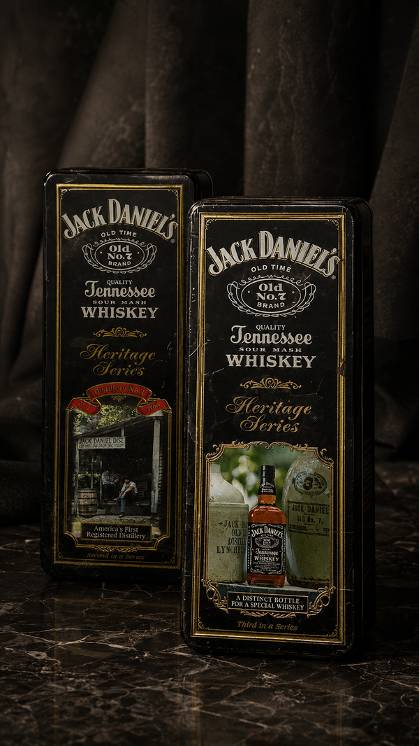 Vintage Jack Daniel’s Heritage Series Whiskey Tins, Set of 2