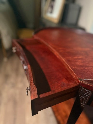 Mid-Century Mersman Demilune Side Table (c. 1938–1950s) | Cherry Wood Half-Moon Table | Hinchman Collective