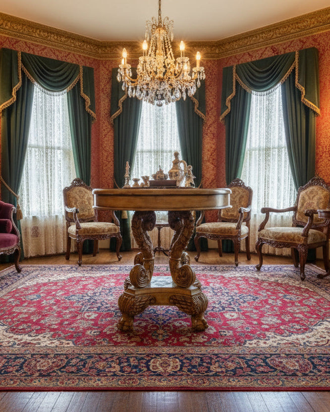 Victorian Carved Pedestal Table with Original Painted Finish (c. 1870–1890)