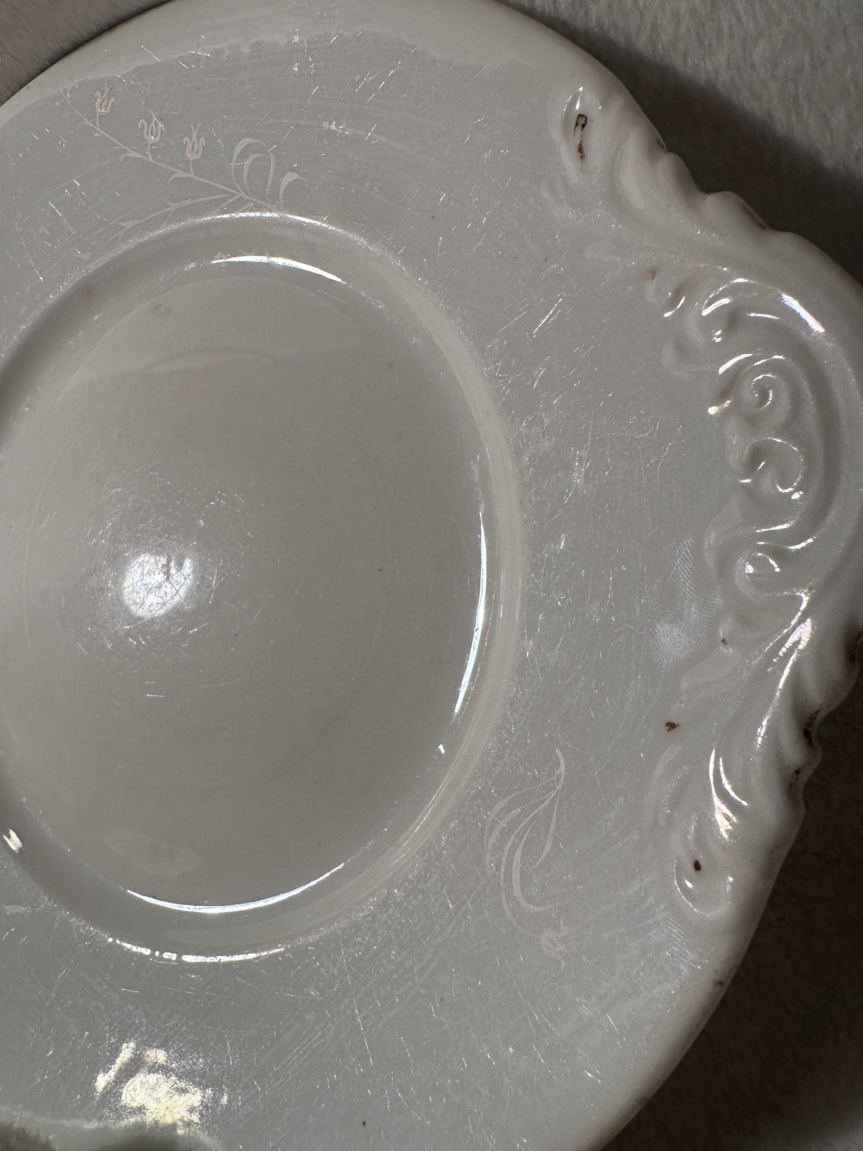 White Ironstone-Style Handled Serving Plate, c. 1920s
