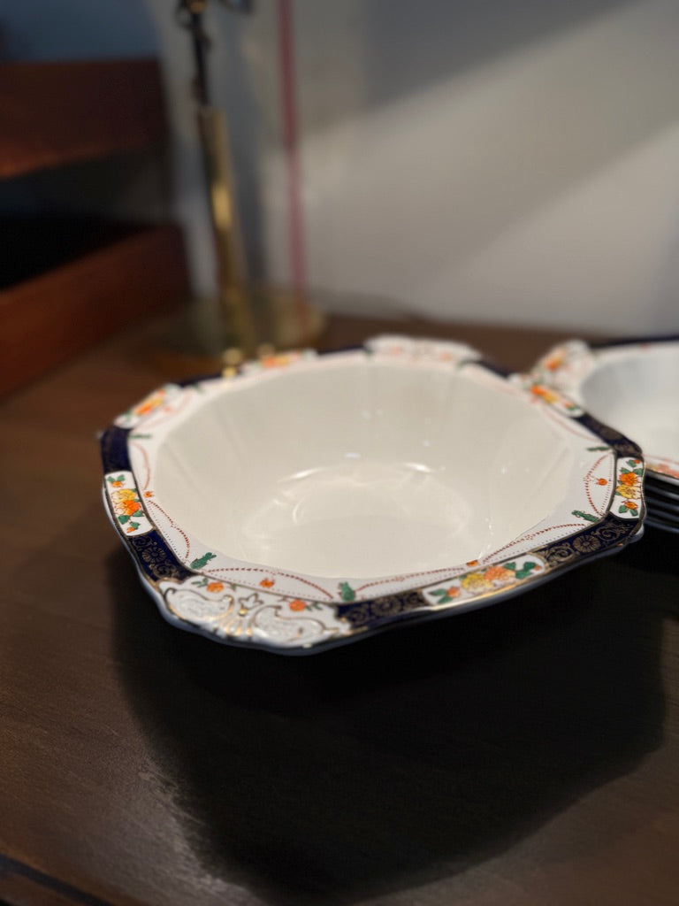c. 1897–1913 Alfred Meakin “Osiris” Royal Semi-Porcelain 7-Piece English Serving Bowl Set