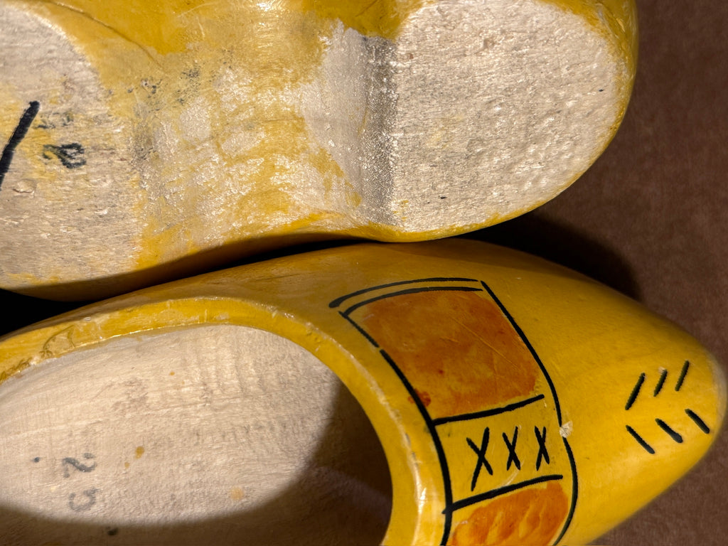 Vintage Dutch Wooden Clogs (Klompen) Hand-Painted Children's Shoes