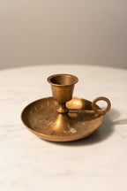 Antique Brass Chamberstick Candle Holder with Floral Engravings – Reno, NV Antiques