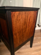 Early 20th-Century Sliding Door Cabinet (c. 1920s–1930s) | Black & Walnut Wood Cabinet | Hinchman Collective