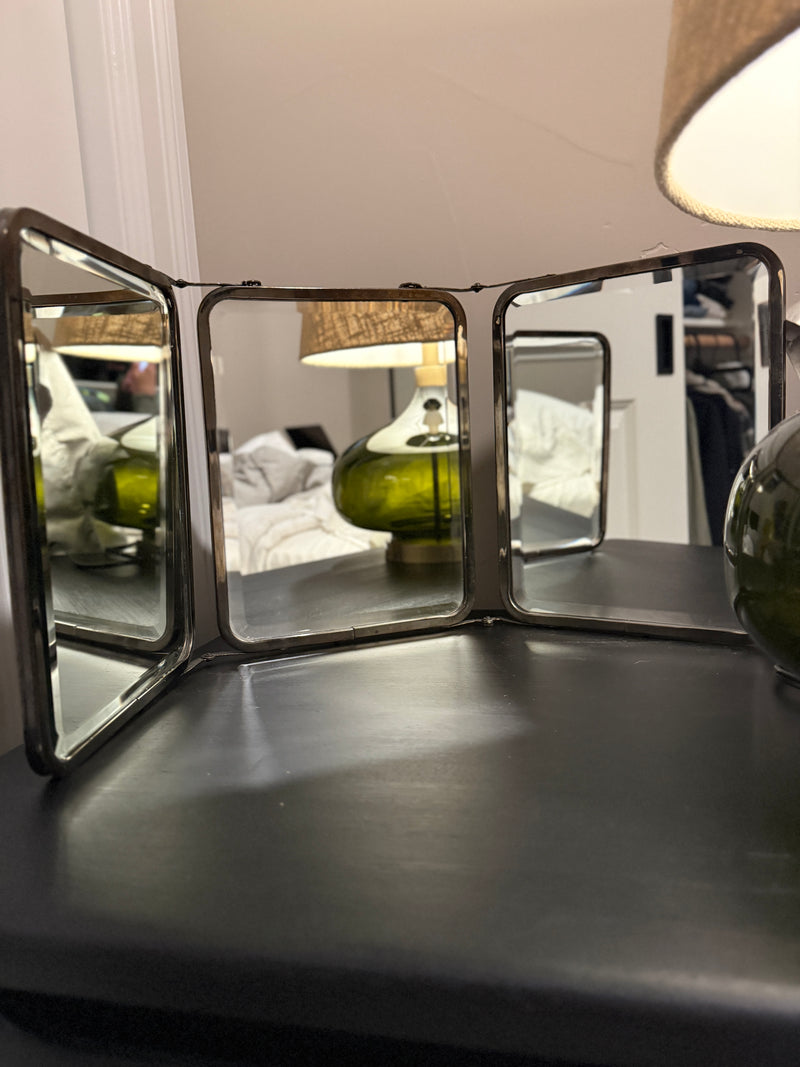 c. 1930s Art Deco Tri-Fold Beveled Vanity Mirror