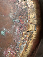 Large Hammered Copper Amphora Urn Vase with Ornate Cast Handles, c. 1930s–1950s