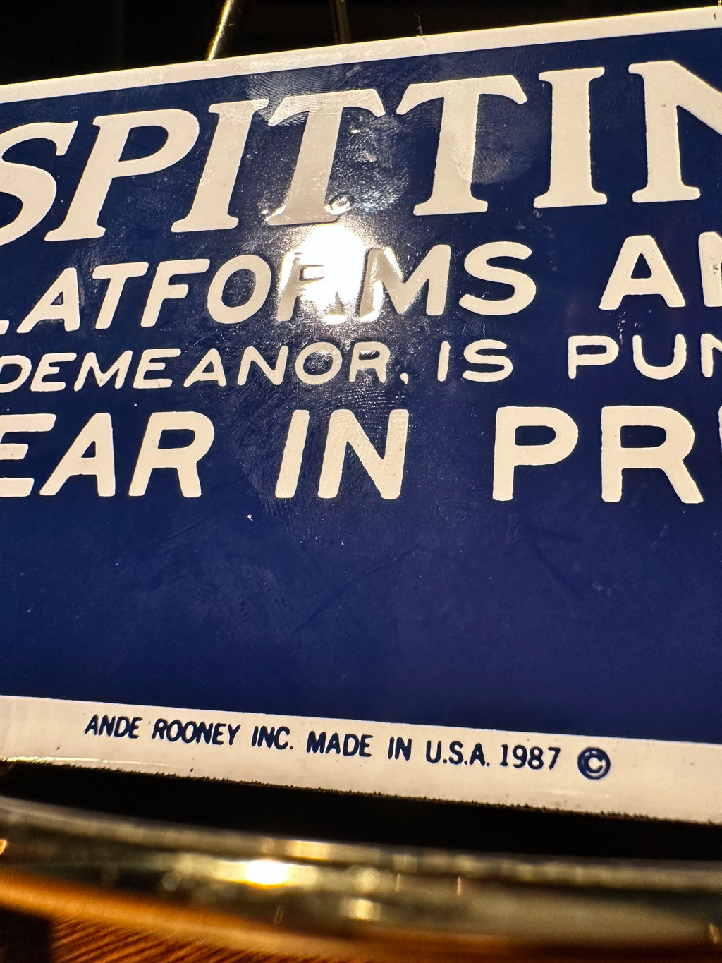 Vintage “No Spitting” Metal Sign by Ande Rooney Inc. | 1987 Public Health Warning