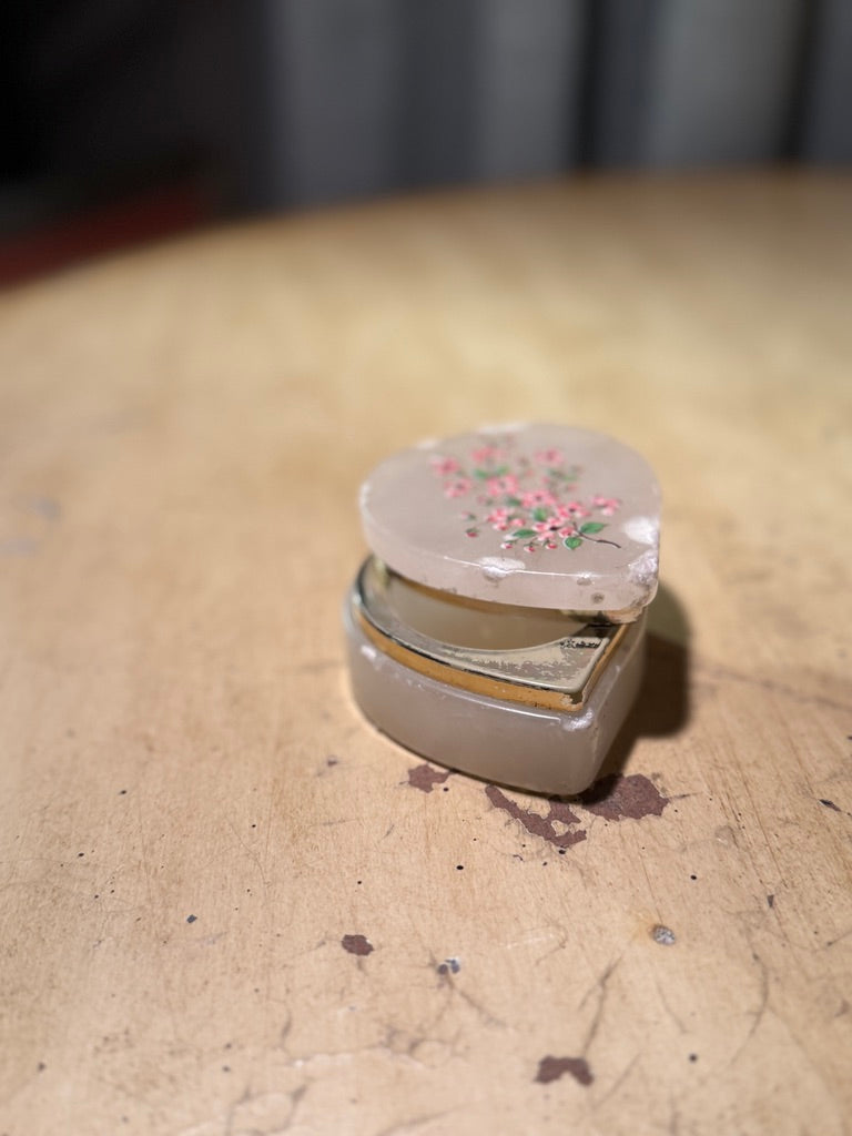 Italian Alabaster Trinket Box for Lefton, Hand-Painted (c. 1950s–1960s)