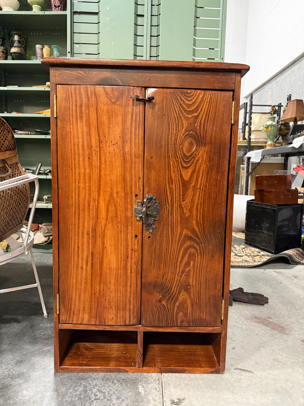 Antique Pine Two-Door Cupboard in Wormwood Boards, c. 1875–1910