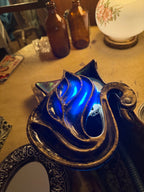 Vintage Cobalt Blue Glass Swan Paperweight, c. 1930s–1950s