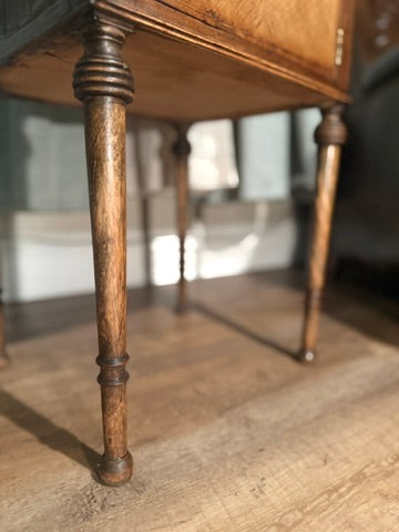 Early 20th-Century Cabinet Table (c. 1920s–1930s) | Black & Walnut Finish | Hinchman Collective