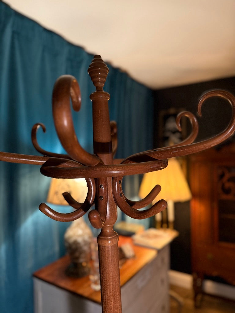 Antique Thonet-Style Bentwood Hall Tree Coat Rack, c. 1920s–1940s