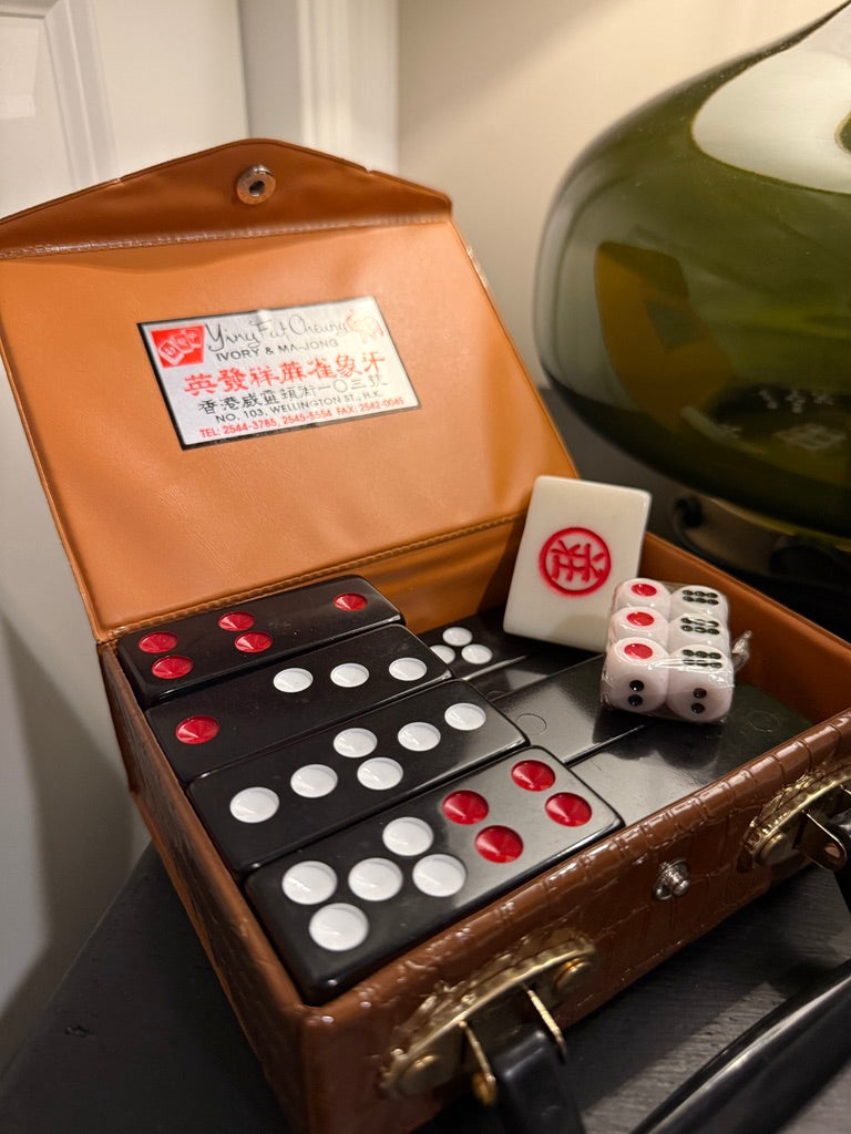 c. Late 1970s Hong Kong Travel Mahjong Set in Faux Crocodile Case