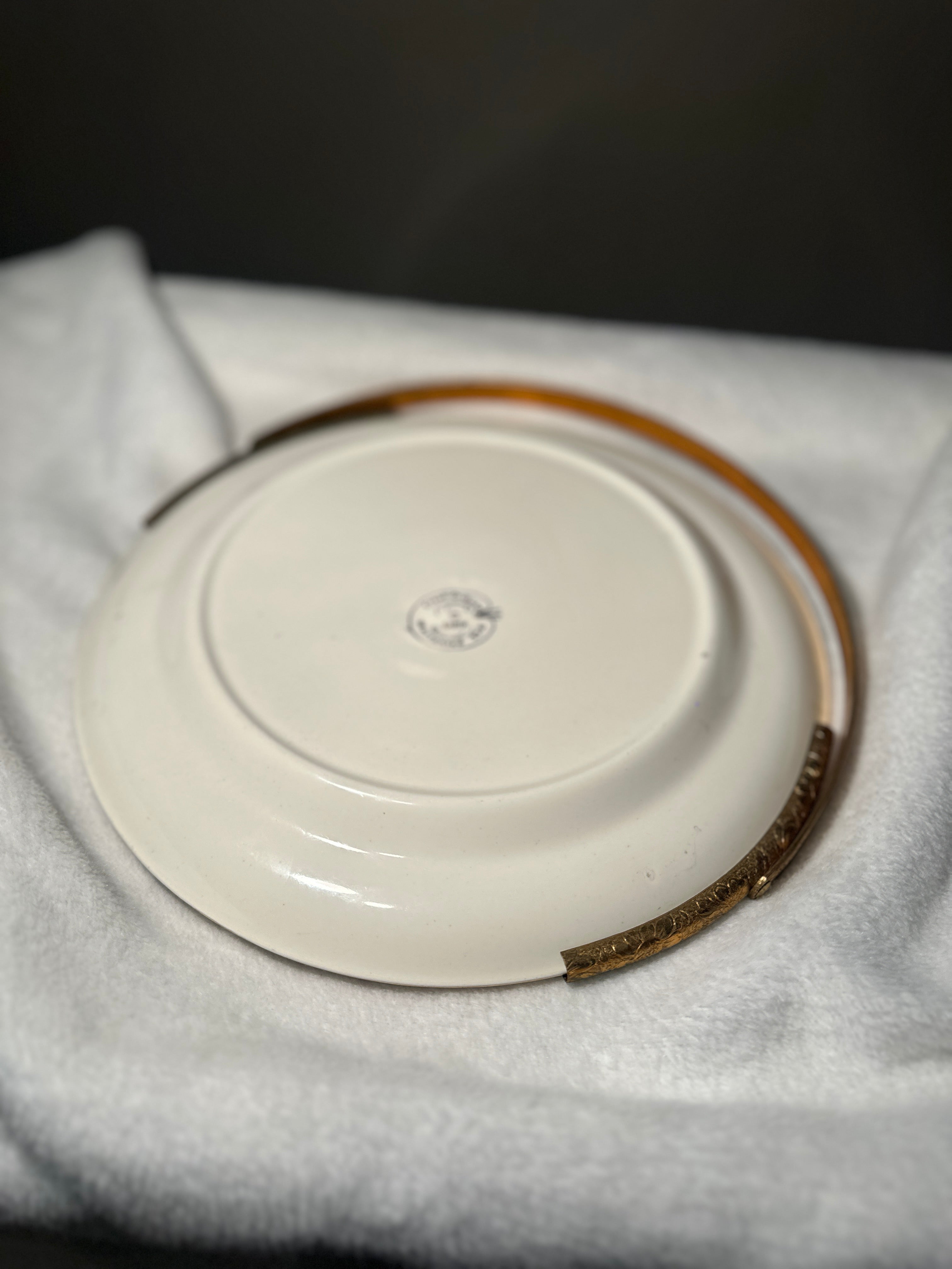 Sabin Crest-O-Gold 22K Porcelain Handled Tray & Bowl Set, c. 1940s–1960s