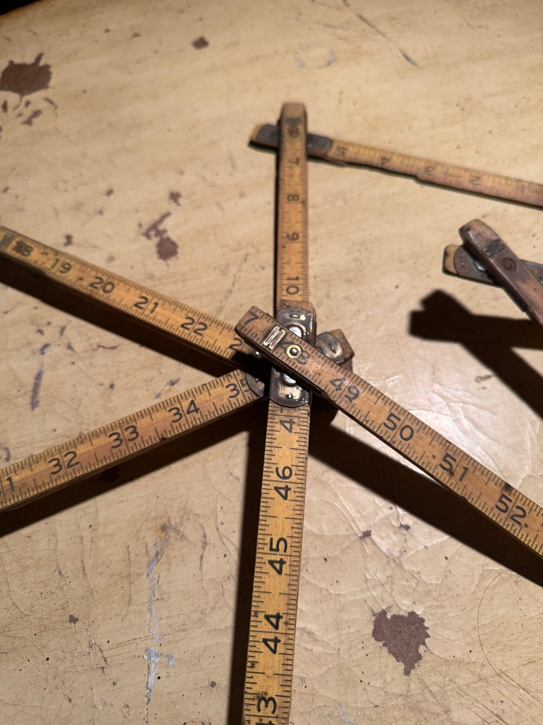 Vintage Wooden Carpenter Folding Rule – Early 20th Century 6-Ft Boxwood Measuring Tool