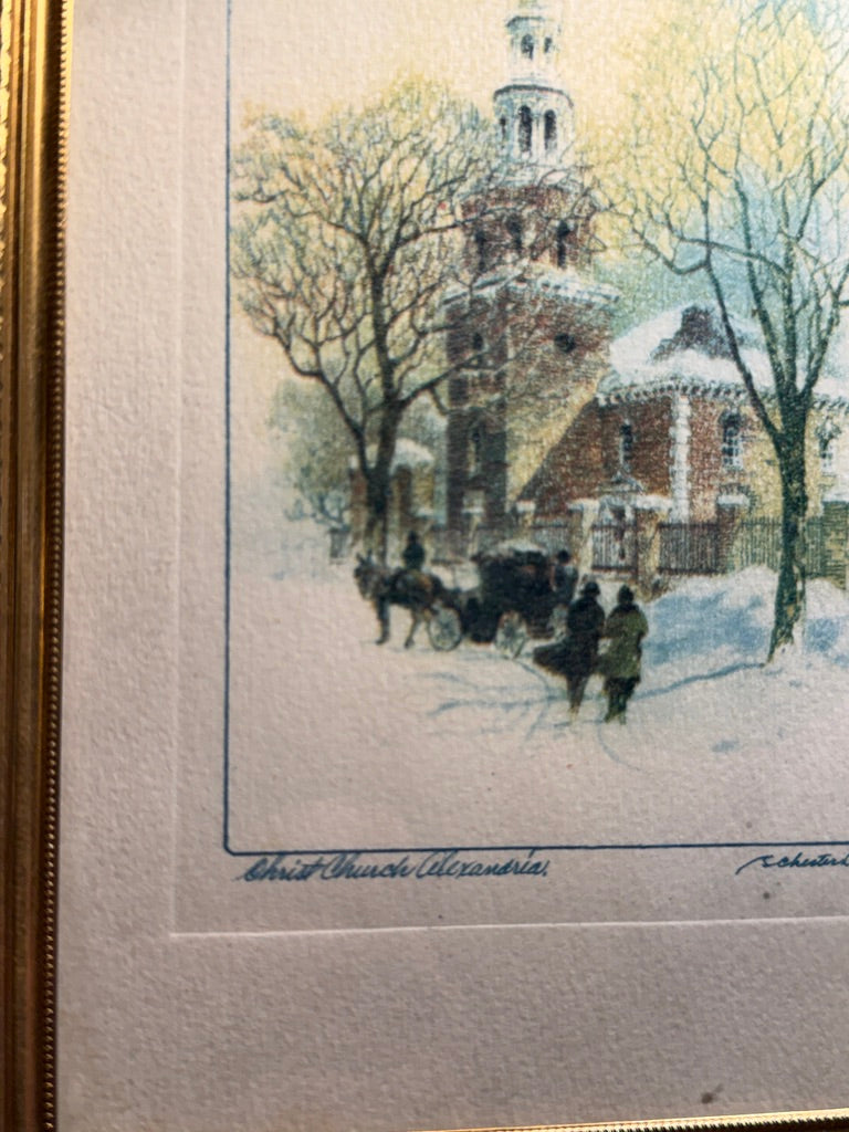 Christ Church Alexandria Print c.1905–1925 by Frederick Schmutzer | Framed Early 20th Century American Architectural Art