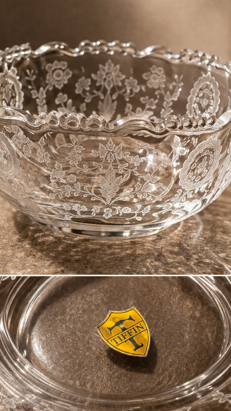 Vintage Tiffin Etched Glass Serving & Stemware Set c. 1940s–1960s | Reno, NV Antiques