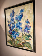“Blue Delphiniums” by Elsie H. Deehan, Michigan Artist, Oil on Canvas (c. 1950s–1970s)