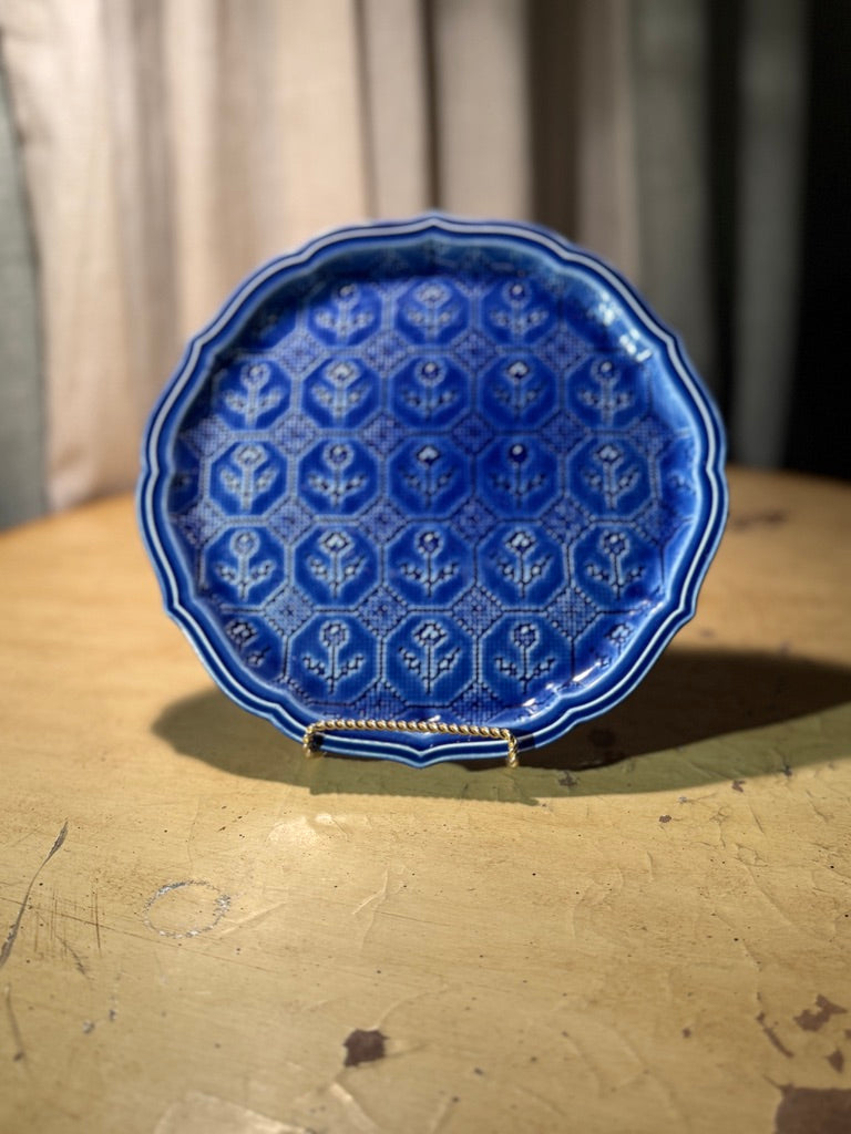 W. S. George “Petit Point” Cobalt Blue Plate (c. 1940s–1950s)