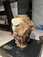 Calla Lilies in Copper Green, Signed Doyle Ceramic Vase