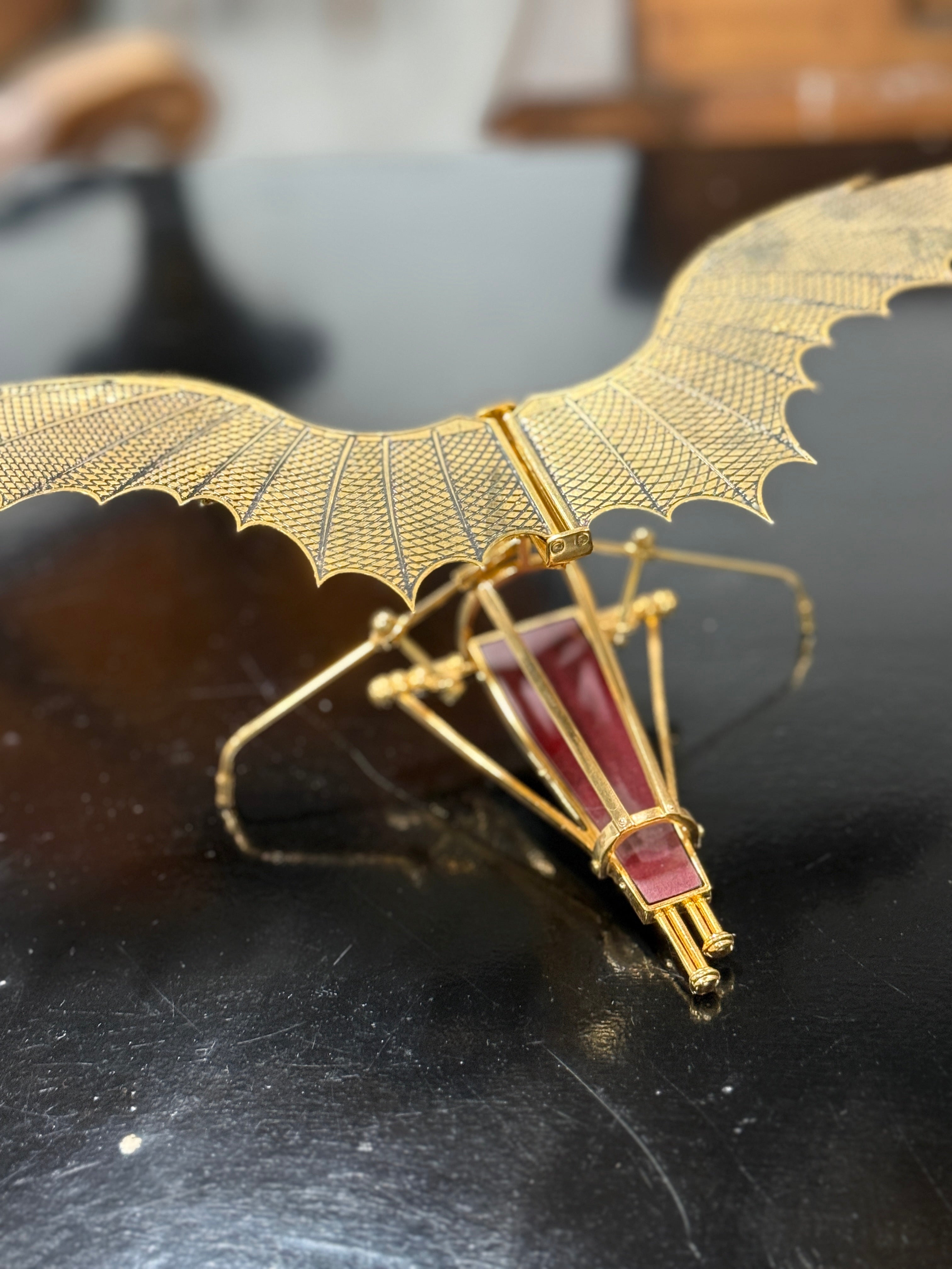 Noble Collection Da Vinci Flying Machine Brass Ornithopter Replica