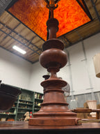 Vintage Turned Baluster Table Lamp with Mica Shade, c. 1950–1980