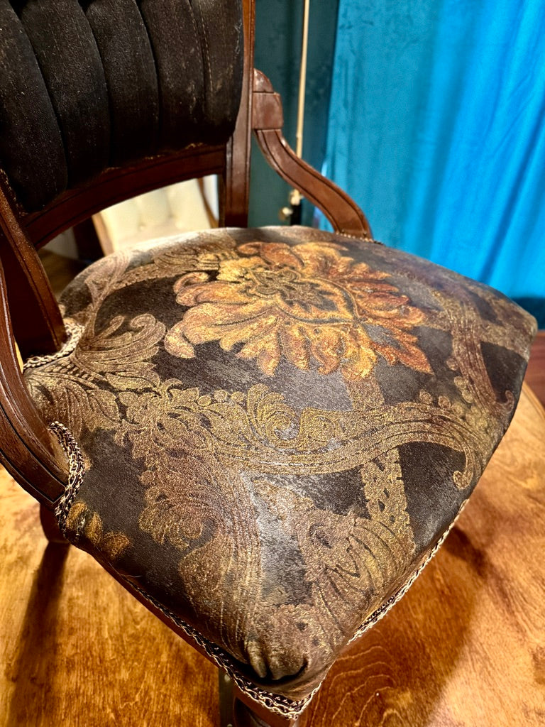 Victorian Upholstered Parlor Chair with Original Horsehair Back and Recovered Seat, c. 1880–1900