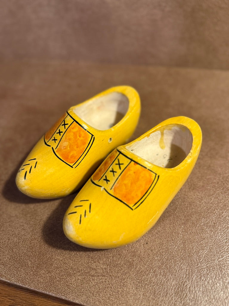 Vintage Dutch Wooden Clogs (Klompen) Hand-Painted Children's Shoes