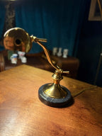 Vintage Brass Piano or Desk Lamp with Marble Base, Art Deco–Early Modern, c. 1925–1945