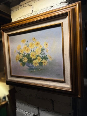 Terry Daugherty Floral Still Life (c. 1980s) | Signed Oil Painting on Canvas