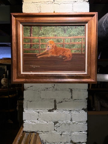 Golden Retriever at Rest, Oil On Canvas by Terry Daugherty, 1992