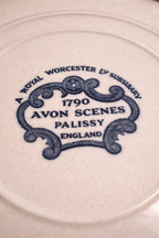 Royal Worcester Palissy “1790 Avon Scenes” Blue Transferware Bread Plate, c. 1958–1970s England