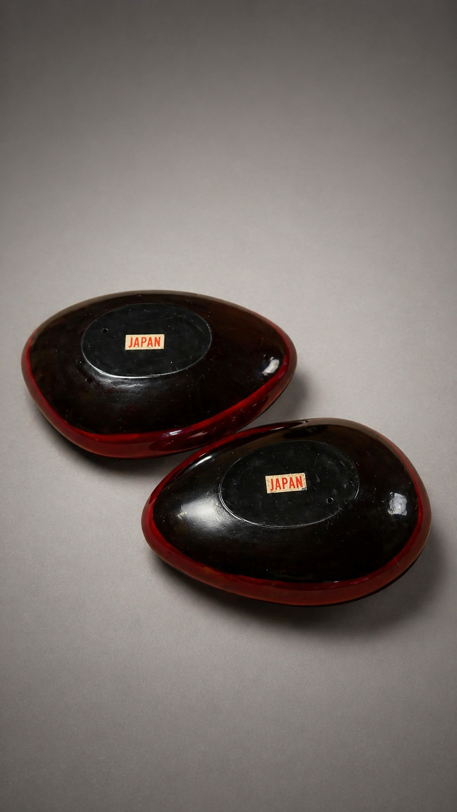 Vintage Japanese Lacquer-Style Trinket Dishes (Pair) c. 1950s–1970s